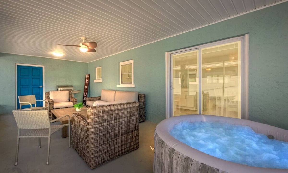 Riviera Beach House | Blue Tide Hideaway ~ Pet-Friendly Home with Golf Cart & Hot Tub