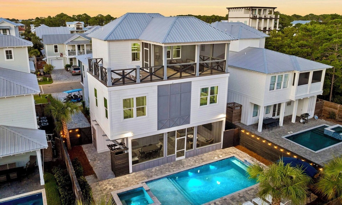 Miramar Beach House | Bougie Buffalo: Private beach steps away, Heated pool, Golf cart, Game room