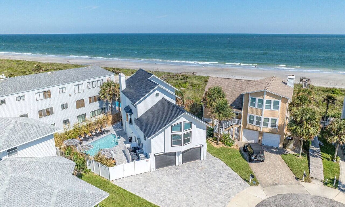 Vilano Beach House | Luxury Ocean Front, Near Downtown, Heated Pool, Hot Tub, Game Room, Sleeps 28