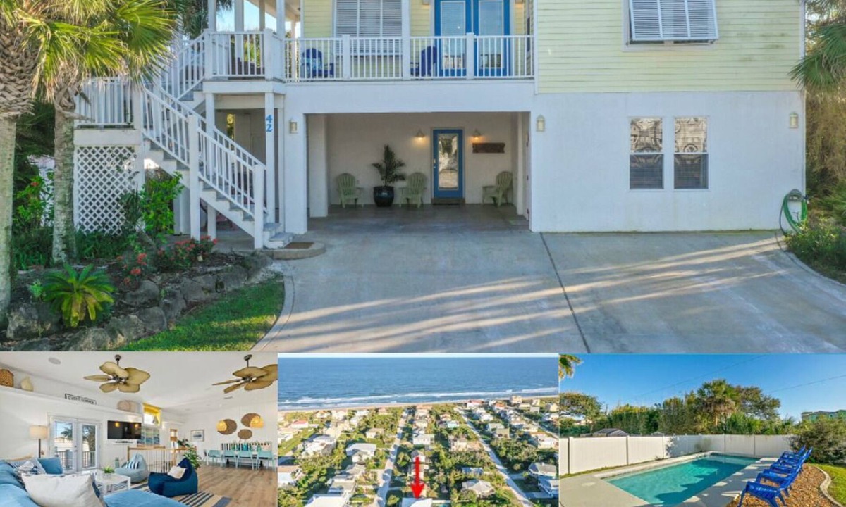 Marineland Acres House | Perfect Beach House (2min walk) with Heated Pool and Hot Tub! 4 bed/3 bath with