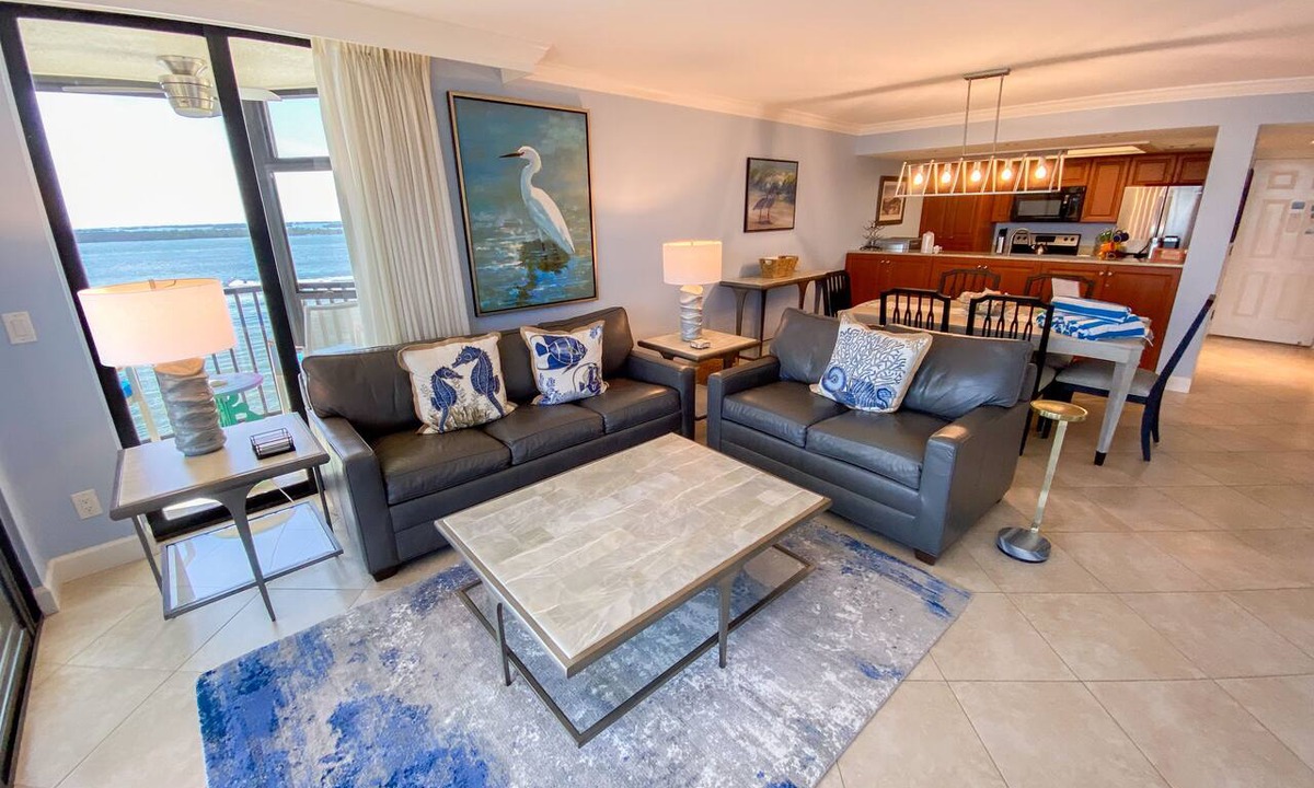 Punta Rassa Condo | Sanibel Harbour Resort: Harbour Tower 711 Updated beachfront condo with wrap-around lanai.