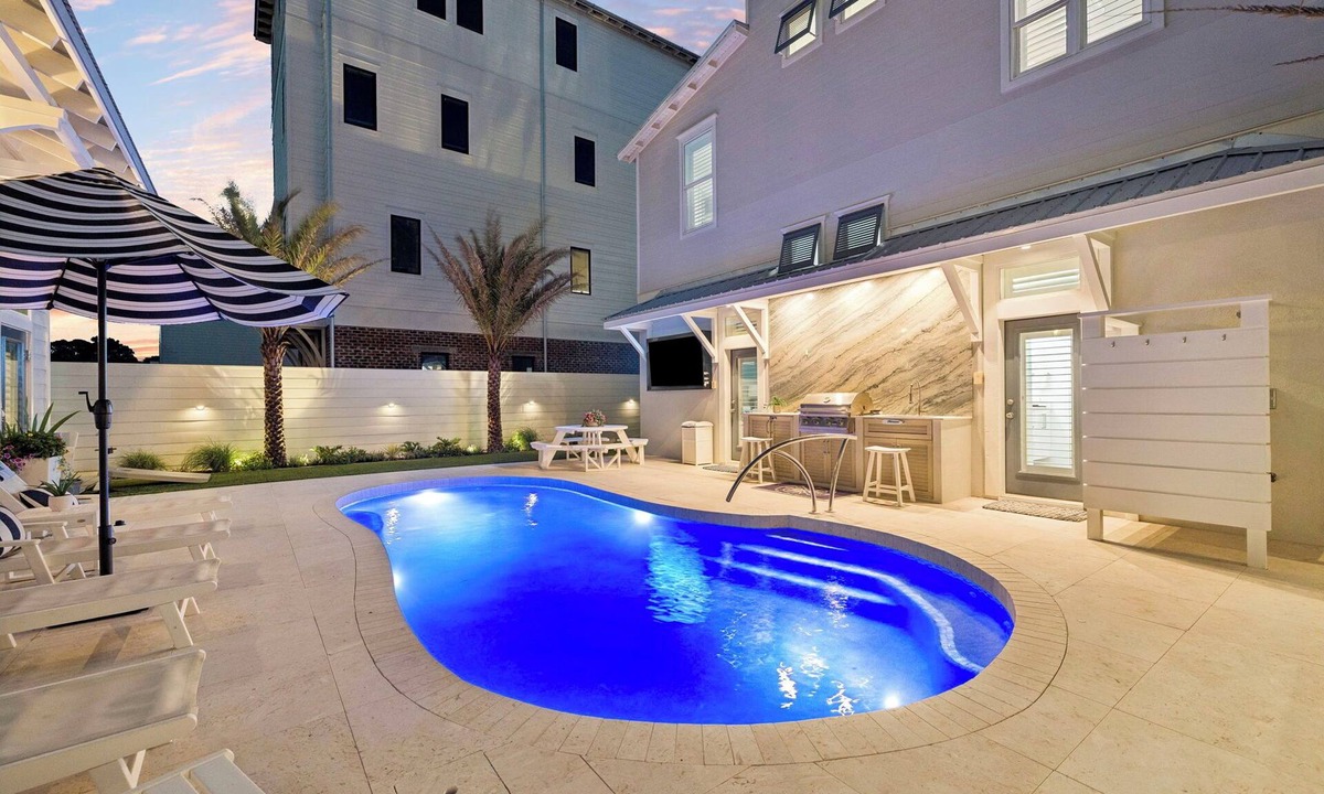 San Juan House | Spacious Balcony, Gulf Views, and Private Pool Near Beach Access