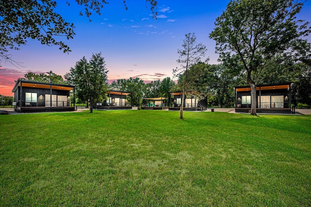 Waller Cabin | Tranquil Tiny Home Resort with Heated Pool & Goats near Houston, Hempstead Texas