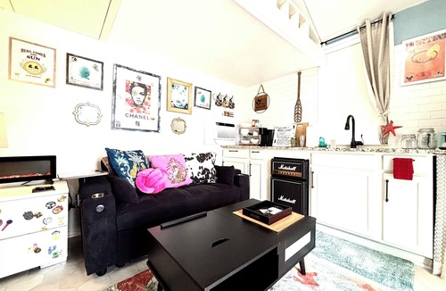 Sunny Shores Apartment | Charming tiny home bungalow by the beach with salt water pool