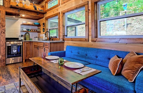 Hayesville House | Cozy tiny house located on a modern homestead with 100+ acres of private forest.