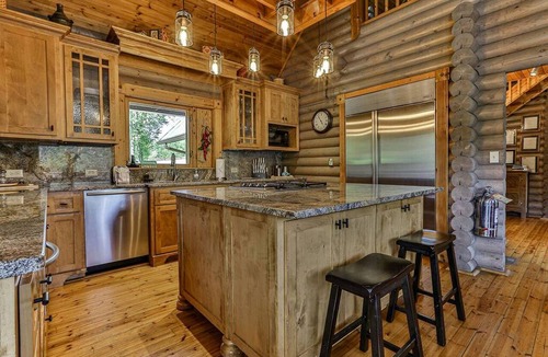 Ellijay Cabin | Lakefront Log Elegance: True Cabin with Hot Tub and Sauna Amidst Mountain Views