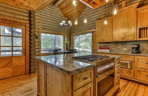 Ellijay Cabin | Lakefront Log Elegance: True Cabin with Hot Tub and Sauna Amidst Mountain Views