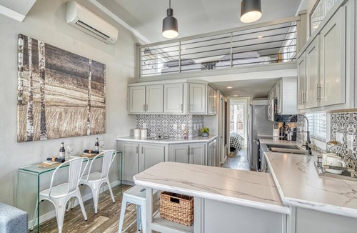 Salida Cabin | Park Model Cabin - Twin Loft - One queen bed in the private bedroom, with two twin beds in the open loft.