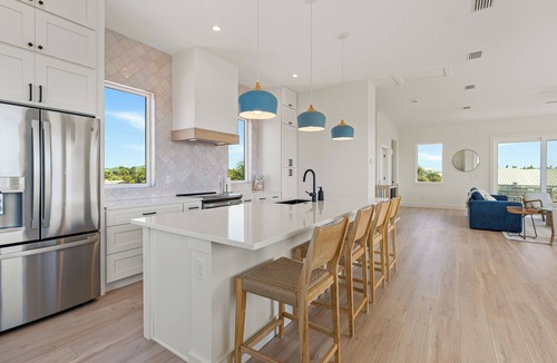 St. Augustine Beach House | Sandcastle on 2nd - New Construction, Heated Pool, GOLF CART, Steps to Beach!
