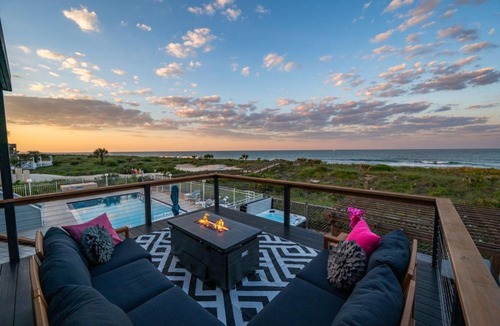Vilano Beach House | Seaside Rose Luxury Direct Ocean Front, Heated Pool, Hot Tub, Downtown, Game Room, Sleeps 28, Pets
