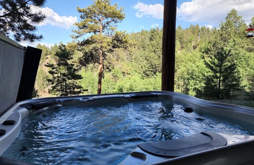 Florissant Apartment | Secluded Guest Suite Covered Hot Tub, Private Drive, Mountain Valley Views