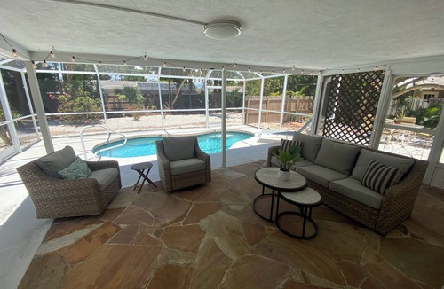 Sarasota House | Serene yard and pool, 1 mile to beach, pets OK, patio TV, Kayaks