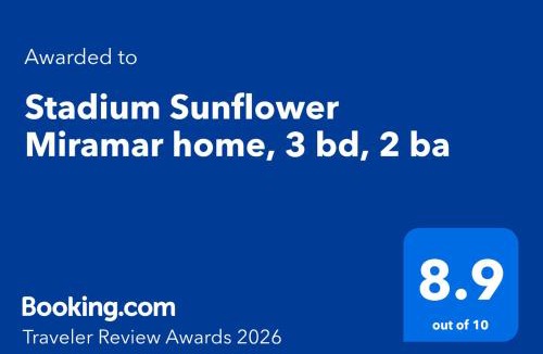 Miramar House | Stadium Sunflower Miramar home, 3 bd, 2 ba