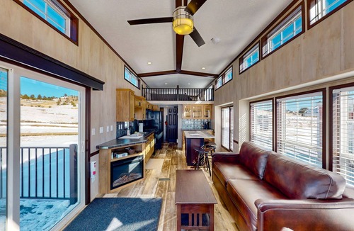 Park County Cottage | Sunlit cabin on 1,800-acre ranch with animals, mountains, games & firepit