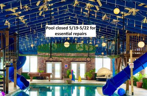 Bryant House | Tri-state Corner Cabin with a fire pit hot tub & indoor pool