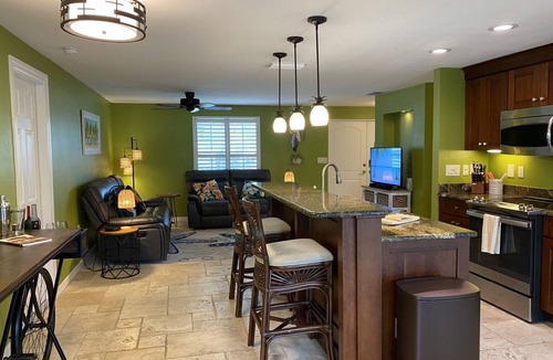 Yacht Club House | Tropical private oasis pool home w/hot tub, areas to relax on Gulf Access Canal