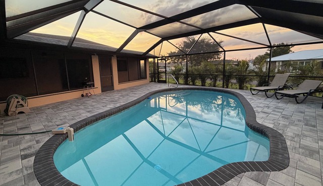 3-bedroom house in marvelous Port Charlotte with AC comfort and heated pool.
