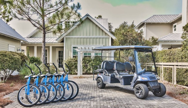 6 Bikes & 6-Seater Golf Cart! Walk to Beach & WaterColor Pools!- Blue Moon Cotta