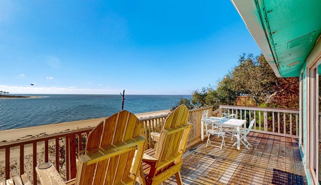 Beachfront dune cottage with deck & view of St Vincent Island