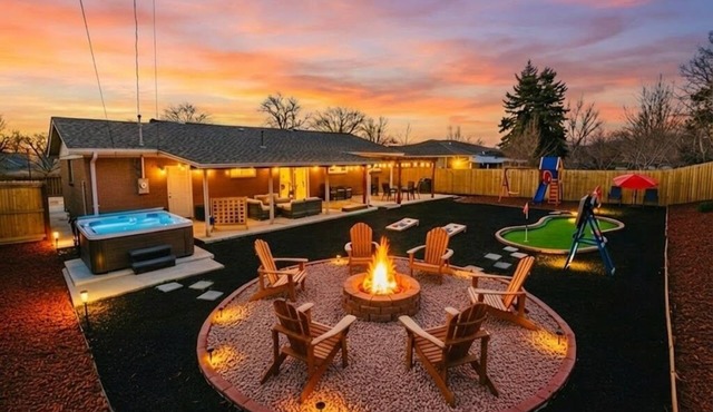 Denver Ultimate Group Getaway: Mini-Golf, Hot Tub, Fire Pit, Games & Playground