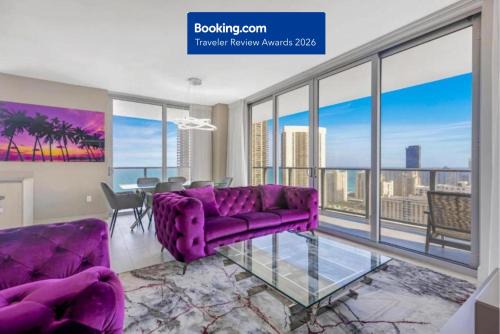 NO RESORT & NO PARKING FEES, CHECK DETAILS - Hyde House - Luxury High Floor 2BR 2BA Apartment Suite with direct ocean view, roof top pool, resort amenities