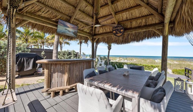 Oceanfront Cocoa Beach Vacation Home Private Beach, Tiki Bar & Family Fun