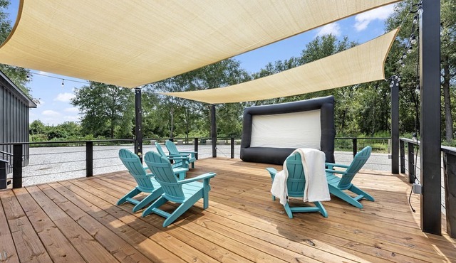 Peaceful Farmhouse-Style Tiny Home Resort with Goats & Pool in Hempstead, Texas