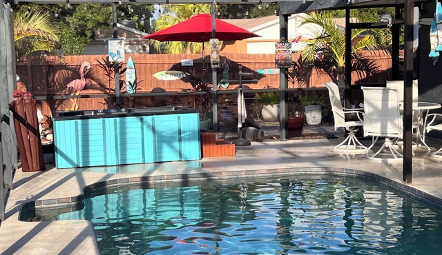 Pool Home with Pool Heater and Hot Tub Near Clearwater and other Fine Beaches.