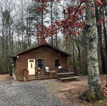 Private cozy cabin in the woods with great view