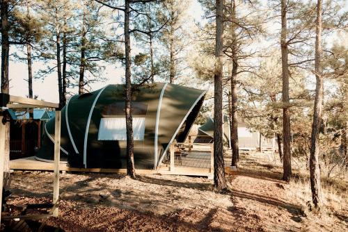 Scenic Mountain Glamping Tent with Orchard & Farm Animals near Quarai Ruins in Torreon, New Mexico