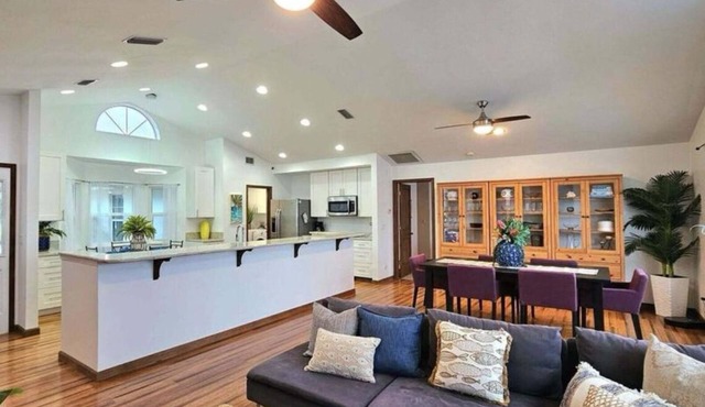 Walk to Waves Beautiful 3-Bedroom home with pool and steps from the beach.