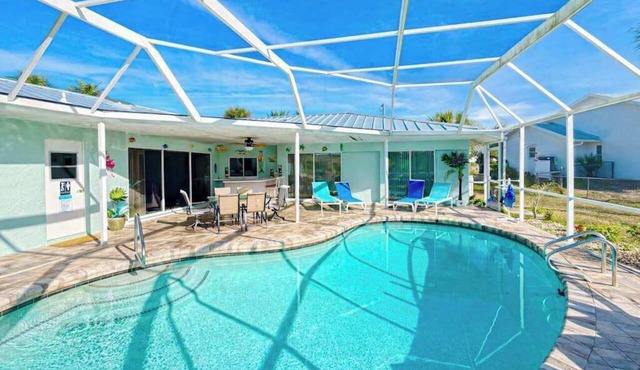 Waterfront home with pool dock accessible to Gulf dog friendly with AC & WD