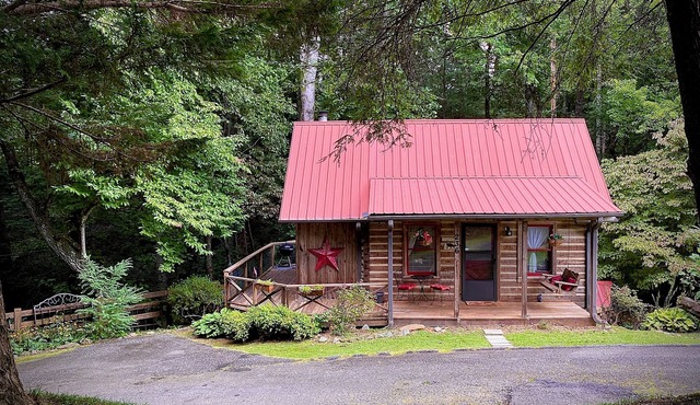 Your Journey’s End! Authentic log cabin, comfortable, modern w/a creek too!